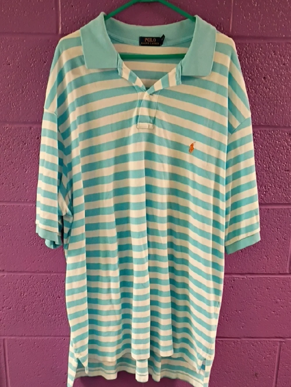Ralph Lauren Blue & White Striped Polo Shirt - Picture 1 of 4